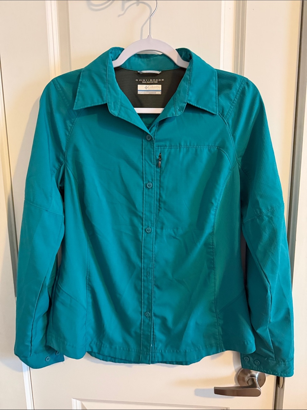 Columbia Teal Omni-Shade Button-Up Fishing Shirt